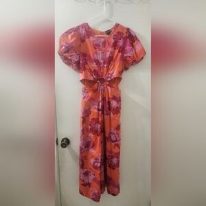 Scoop Floral Orange and Pink Dress, Size‎ Small, Cotton.